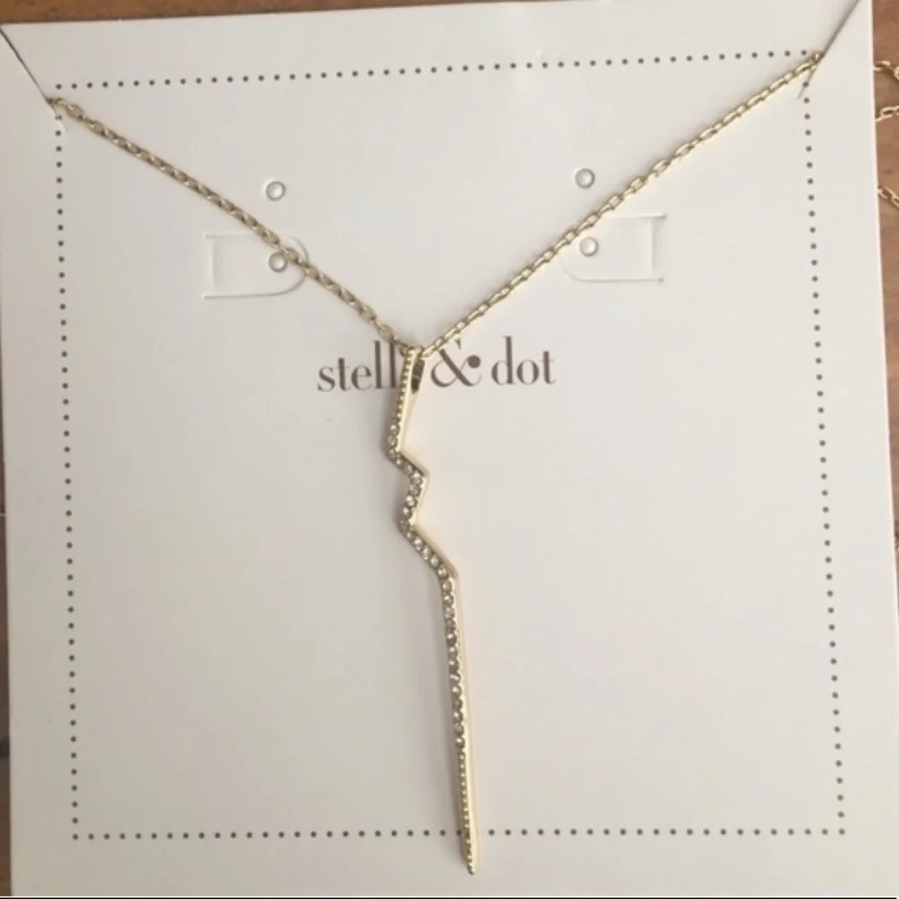 Stella & Dot | Pave⚡️TCB Jeweled Gold Delicate Dainty Lightning Bolt Nec… - Picture 3 of 3